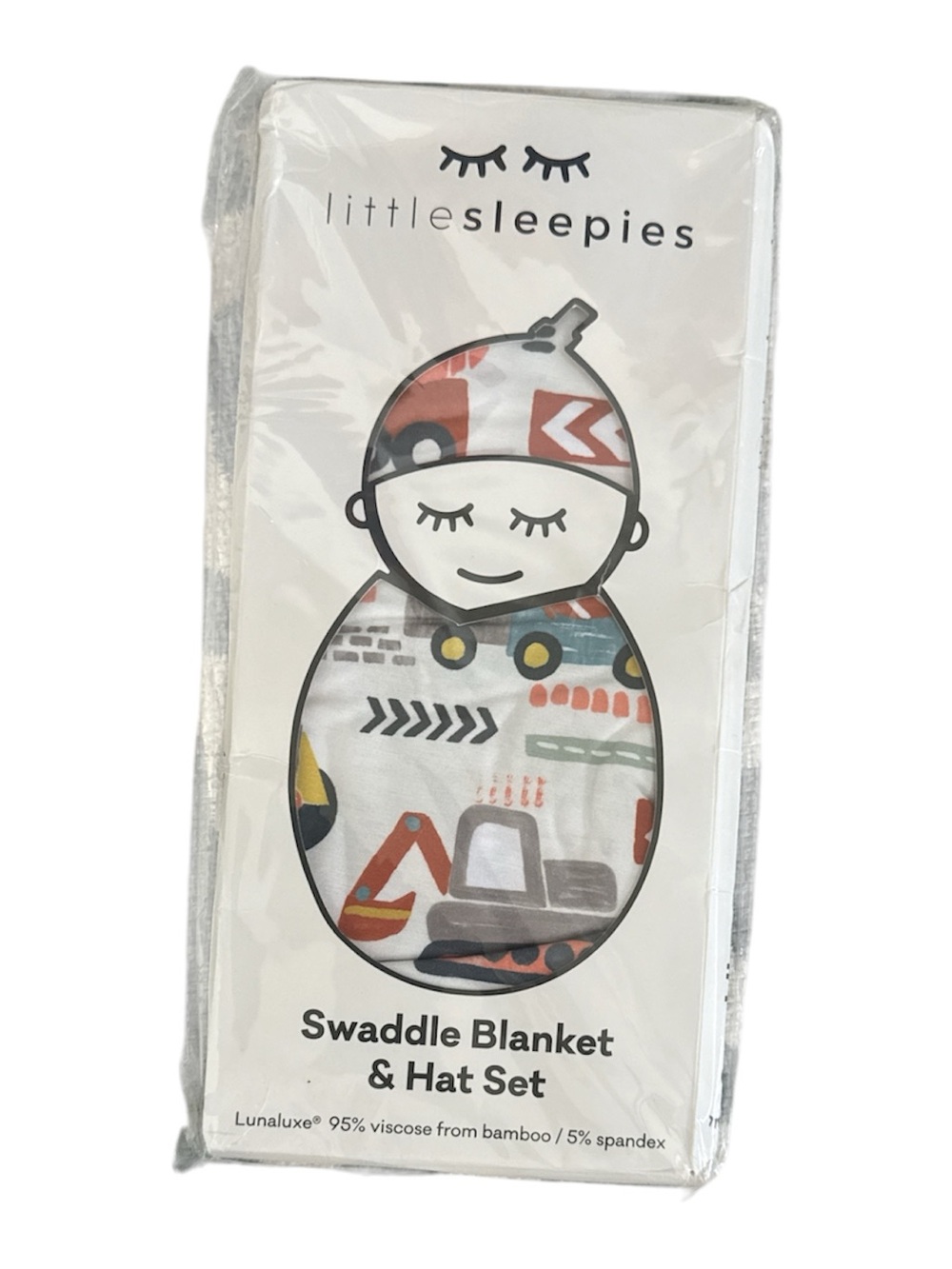 Little Sleepies Swaddle Blanket & Hat Set - White, Gray, Red, Yellow, Green